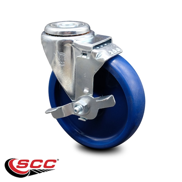 5 Inch Solid Polyurethane Wheel Swivel Bolt Hole Caster with Brake SCC